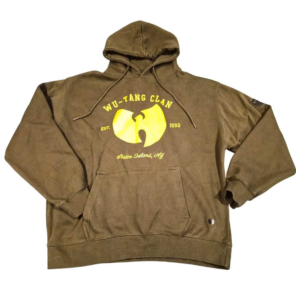 Wu-Tang Clan Hoodie Mens Large Olive Green Graphic Staten Island NY Pullover